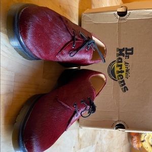 Burgundy Horsehair Dr. Martens